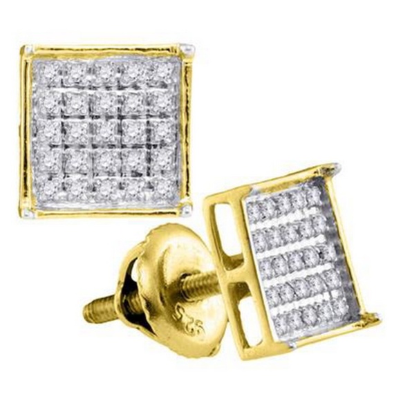 Diamond Screw back stud Earrings 925 Sterling Silver